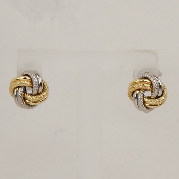 Sterling Silver/Yellow Gold Plated Knot Stud Earrings